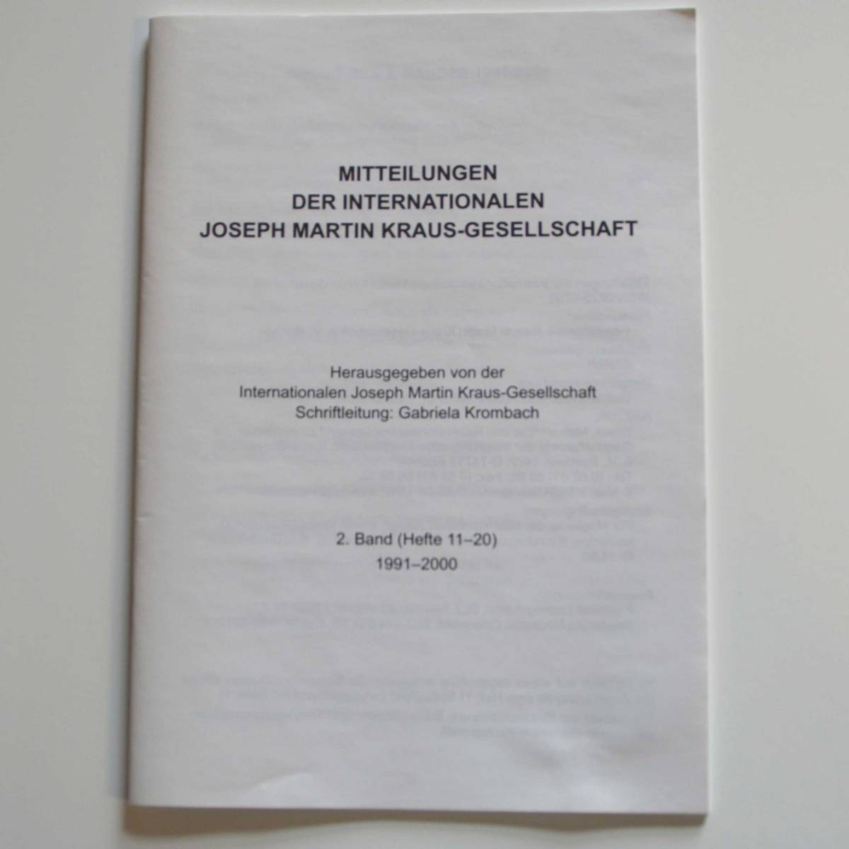 Mitteilungen der Internationalen Joseph Martin Kraus-Gesellschaft 2. Registerband (Heft 11-20)