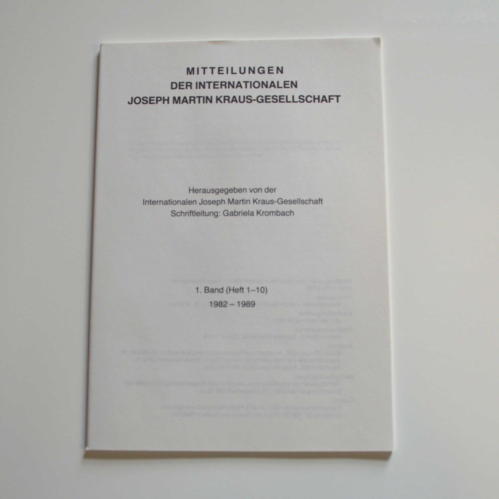 Mitteilungen der Internationalen Joseph Martin Kraus-Gesellschaft 1. Registerband (Heft 1-10)
