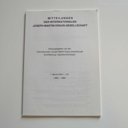 Mitteilungen der Internationalen Joseph Martin Kraus-Gesellschaft 1. Registerband (Heft 1-10)